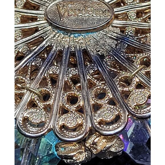 RetroGlam Vendome Aurora Borealis Crystal Flower Pin White Vintage Chic Luxe - Picture 8 of 10